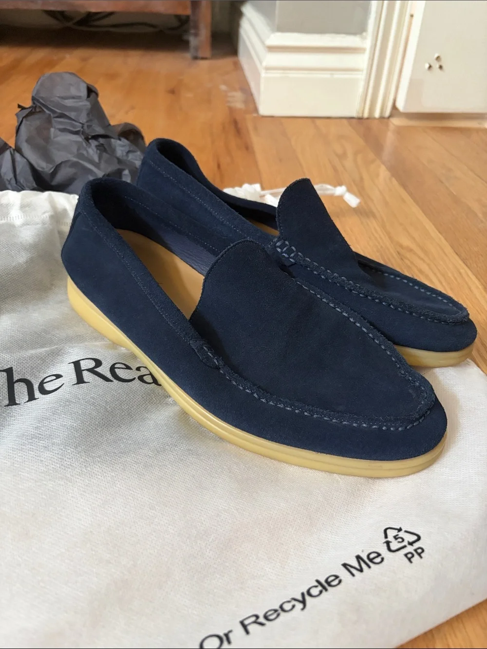 loro piana summer walk mens navy suede loafers made in italy sz 42 need repair